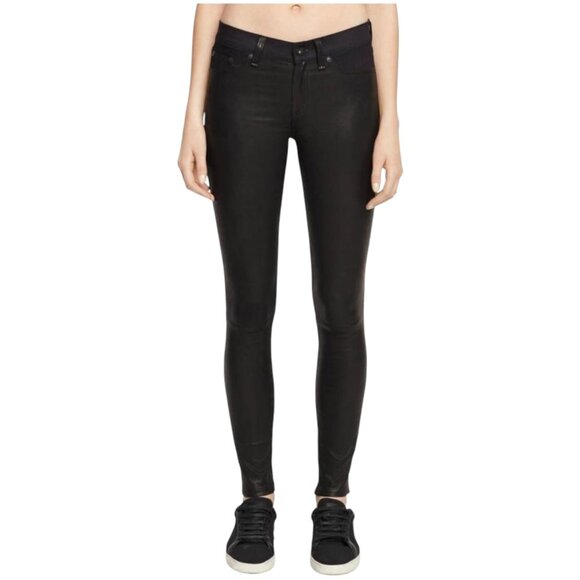 Rag & bone the legging in coated black Shimmer Stretch Jegging Women’s Size 24 - Picture 2 of 12